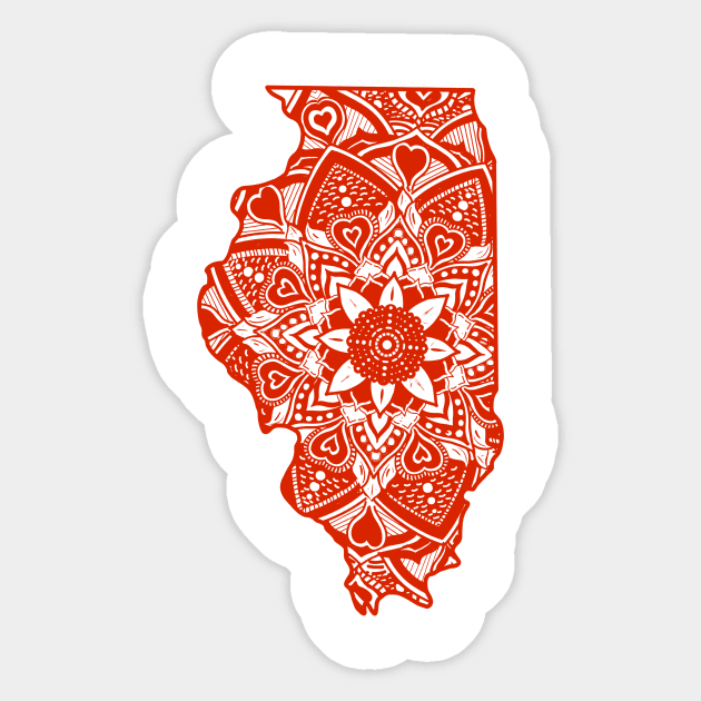 Red Illinois State Gift Mandala Yoga IL Art Sticker by Get Hopped Apparel